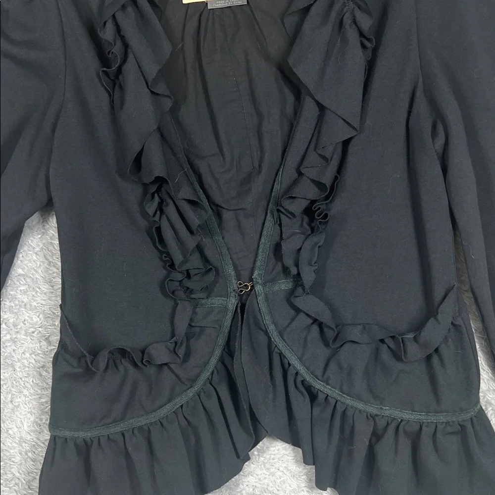 Cartonnier Black Ruffled Suit Jacket - Picture 2 of 11
